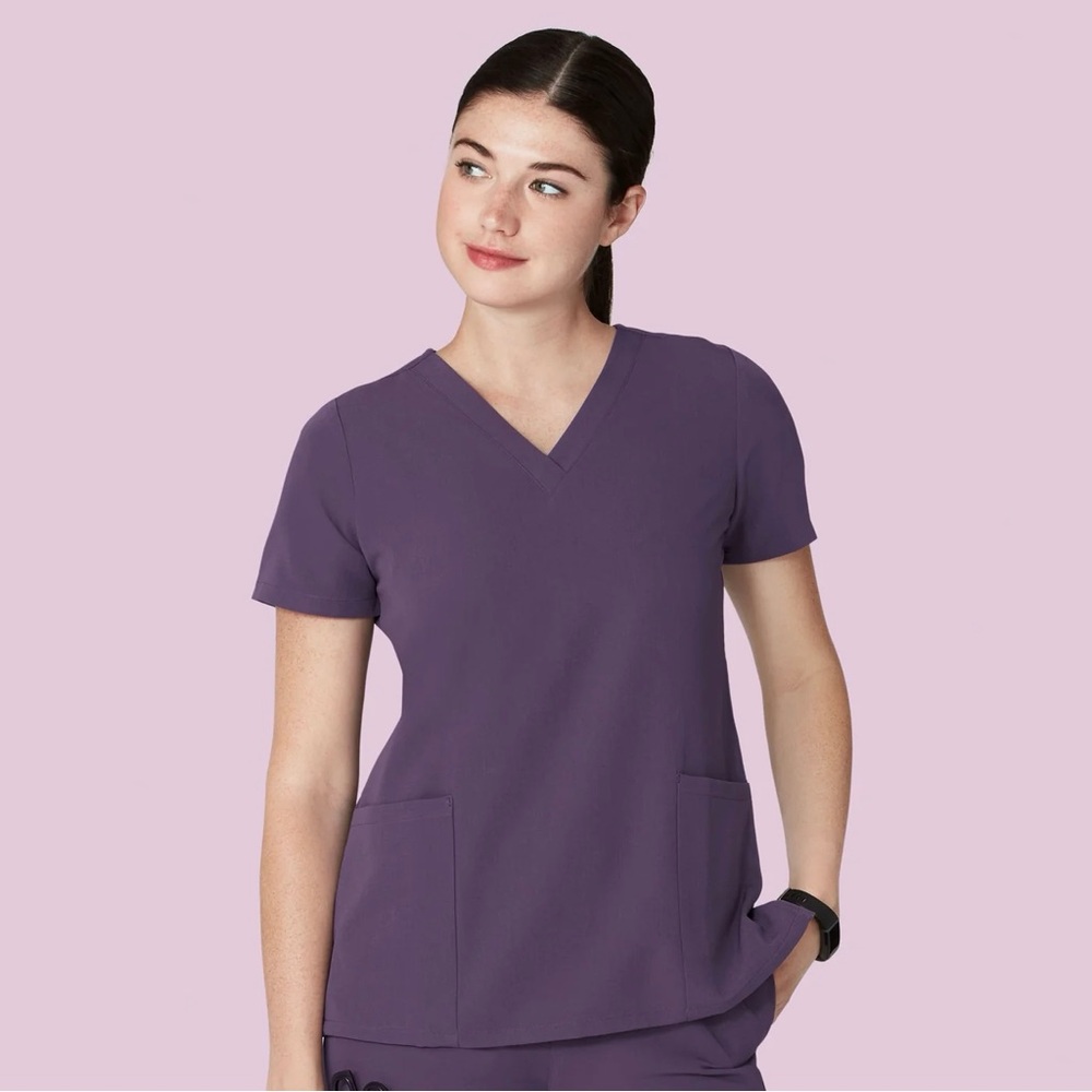 MANDALA SCRUBS 6 Pocket Scrub Top V Neck Dewberry Purple Sz Extra Large XL NEW